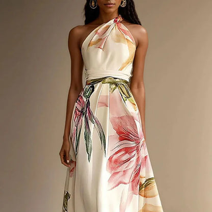 Vestido | Women's Floral Elegant Sleeveless Wedding Guest Maxi Dress