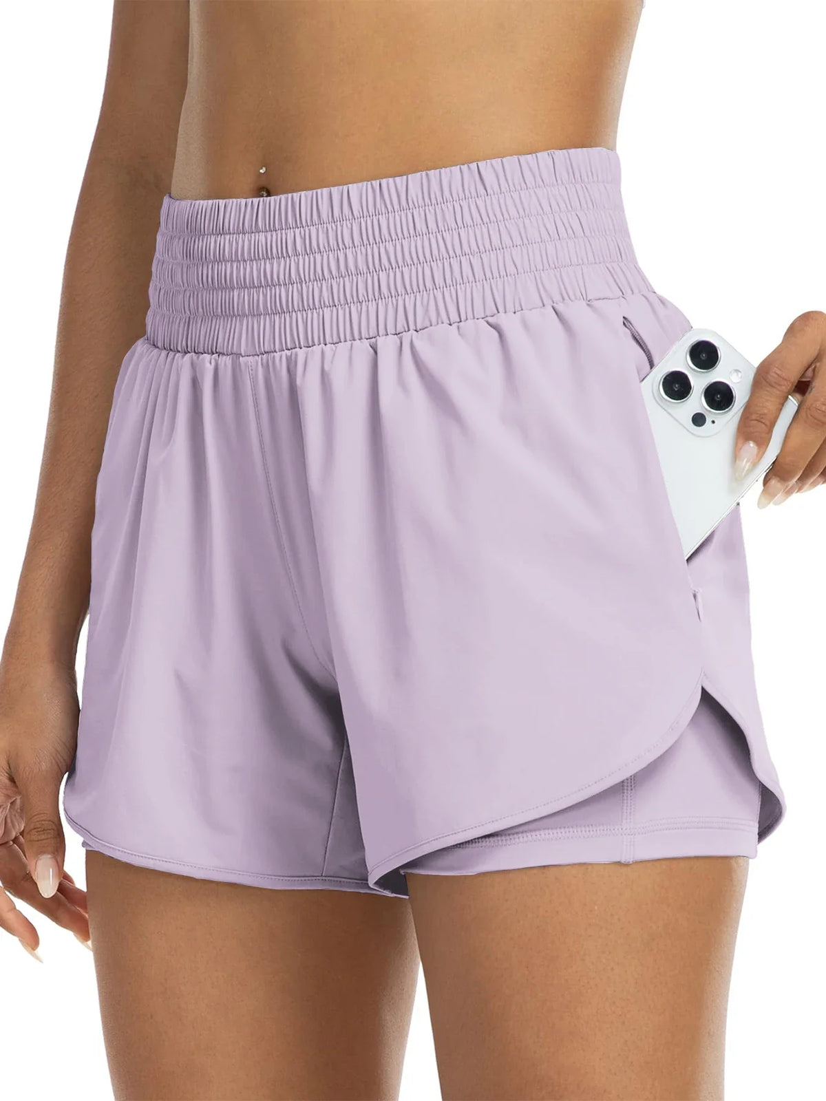 Andrea | High Waisted Work out Track Shorts with Pockets