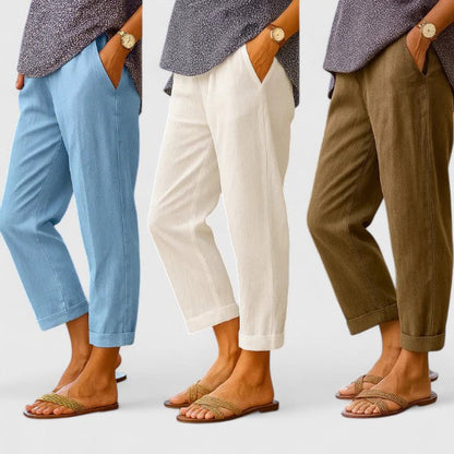 Lureen | Elegant Comfortable Straight Leg Cotton-Linen Pants