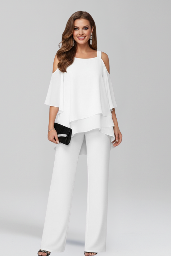 Dakota | Elegant Off Shoulder Jumpsuit with Wide-Leg Pants