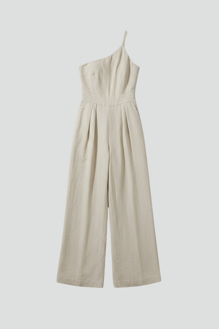 Claire | Women's One Shoulder Sleeveless Wide Leg Jumpsuit