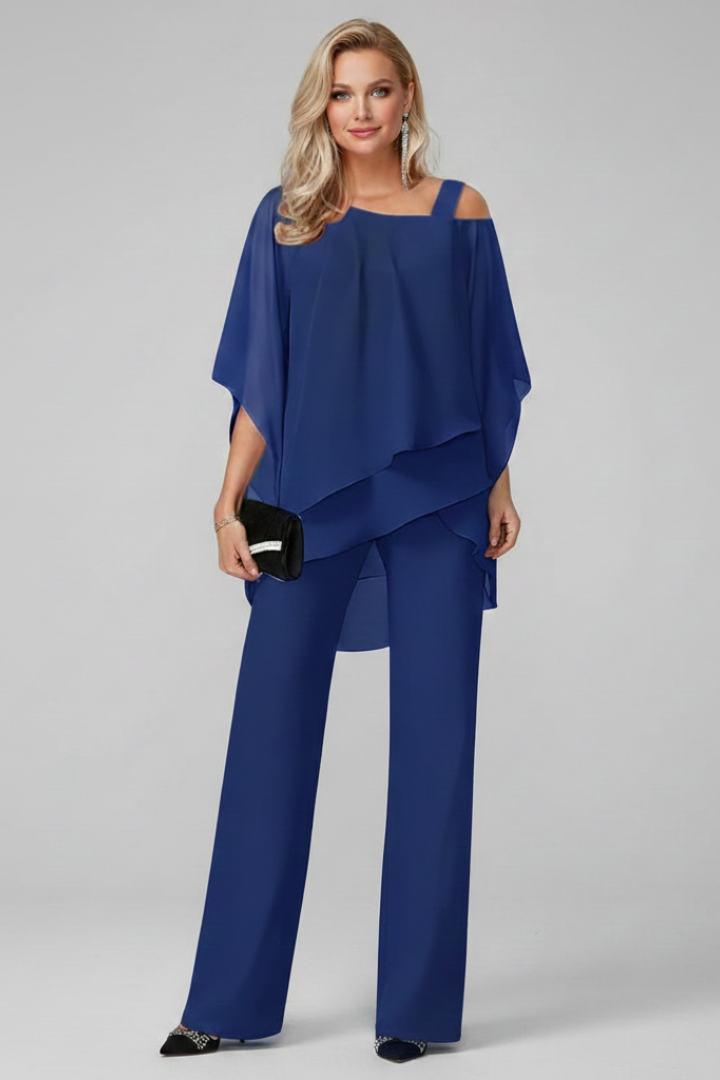 Chel | Graceful Off Shoulder Top and Wide Leg Pants 2 Piece Set