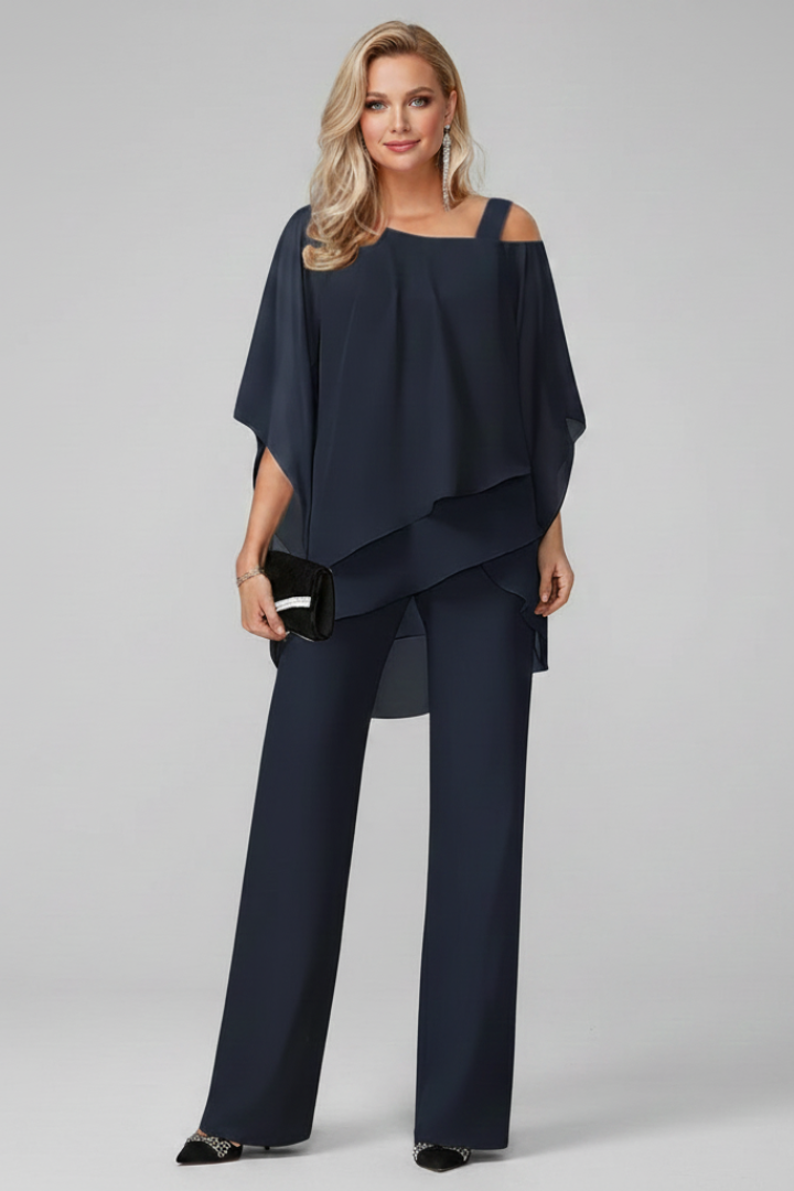 Chel | Graceful Off Shoulder Top and Wide Leg Pants 2 Piece Set