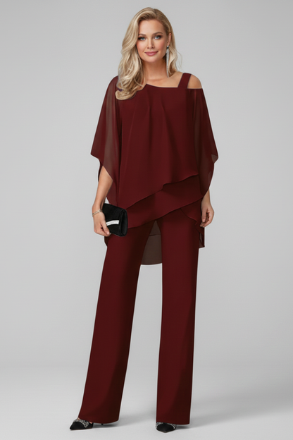 Chel | Graceful Off Shoulder Top and Wide Leg Pants 2 Piece Set