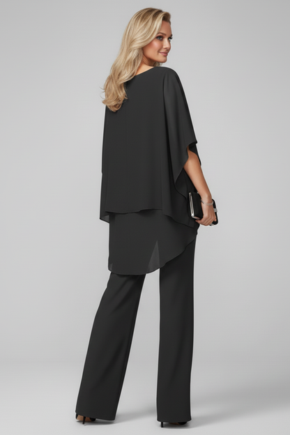 Chel | Graceful Off Shoulder Top and Wide Leg Pants 2 Piece Set