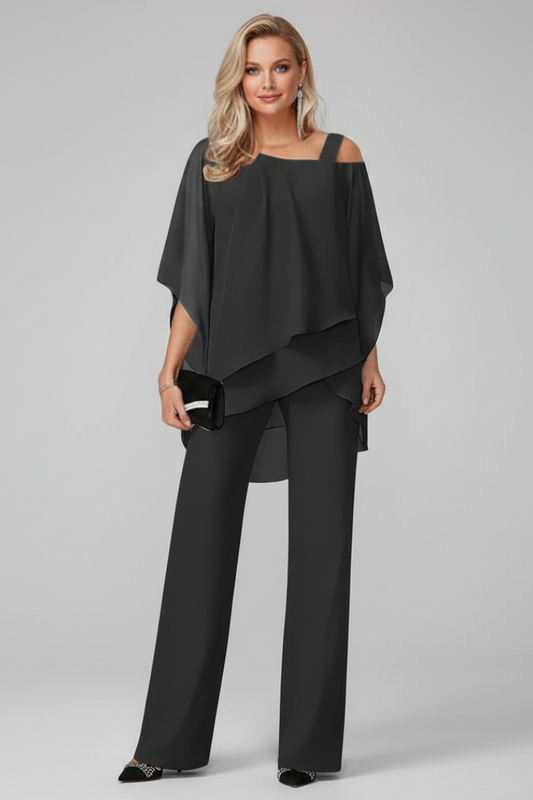 Chel | Graceful Off Shoulder Top and Wide Leg Pants 2 Piece Set
