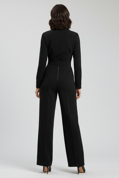 Elizabeth | Tailored Collared Wide Leg Jumpsuit for Work and Events