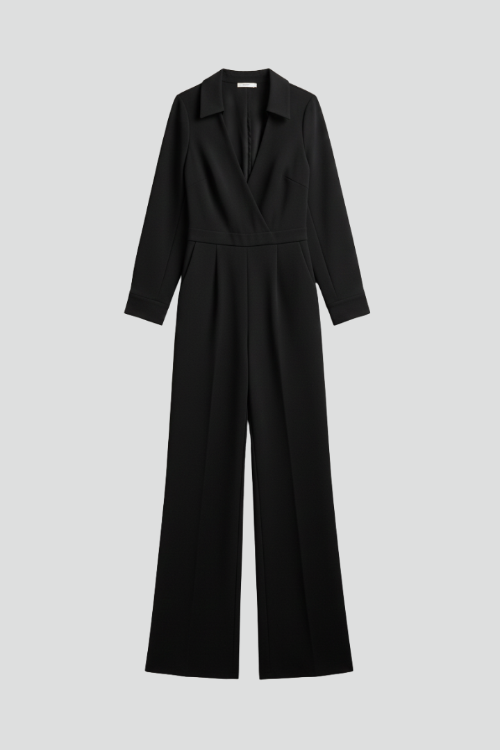 Elizabeth | Tailored Collared Wide Leg Jumpsuit for Work and Events