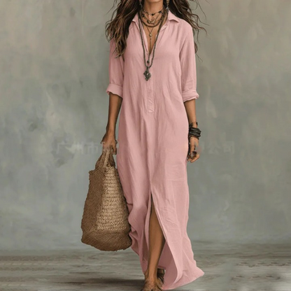 Agnes | Elegant and Relaxed Long Shirt Linen Dress for Women