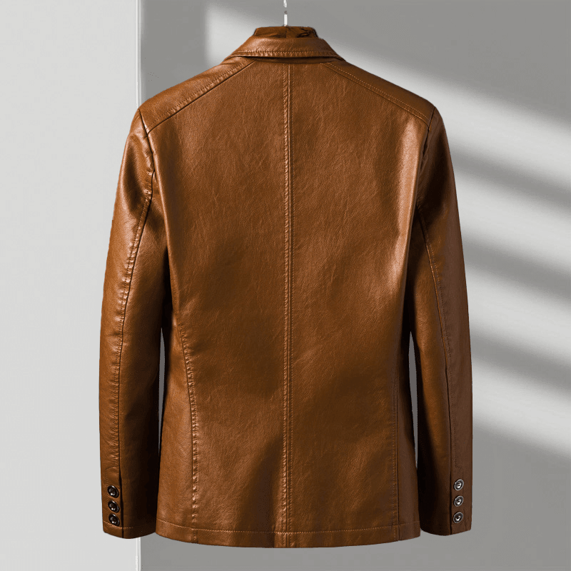 Alessandra | Tailored Faux Leather Jacket with Two-Button Front