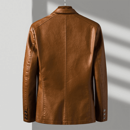 Alessandra | Tailored Faux Leather Jacket with Two-Button Front