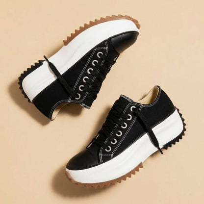 Eva | Stylish High-Top Canvas Platform Sneakers with Cushioned Sole