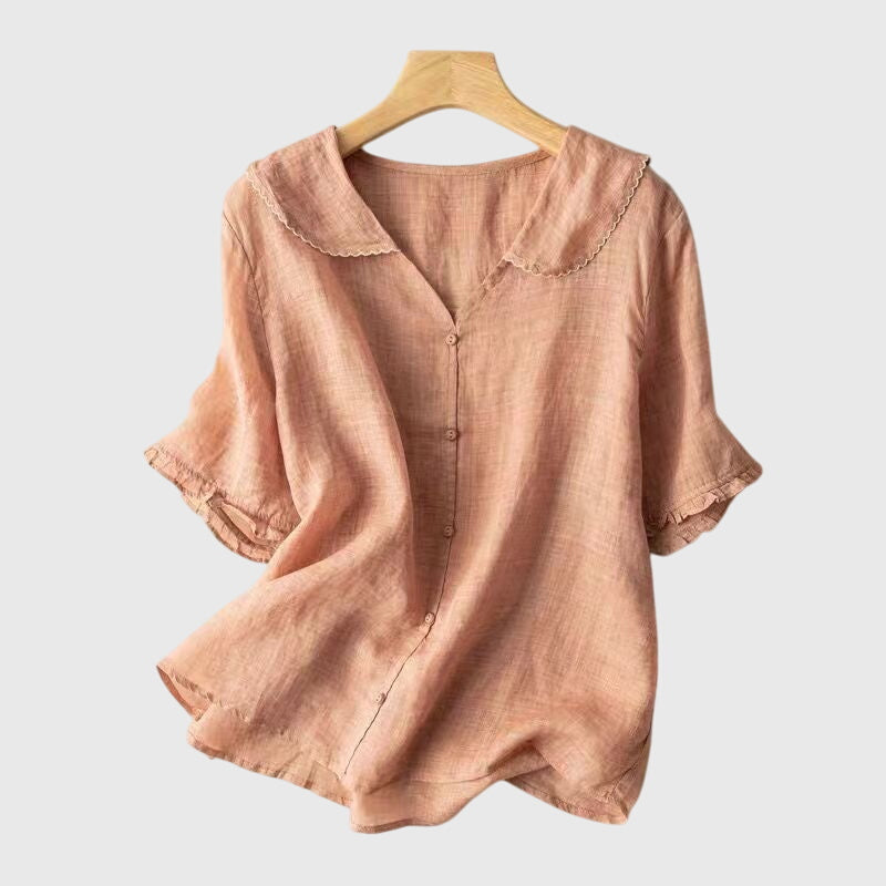 Ada | Elegant Linen Button-Down Blouse with Sleeves