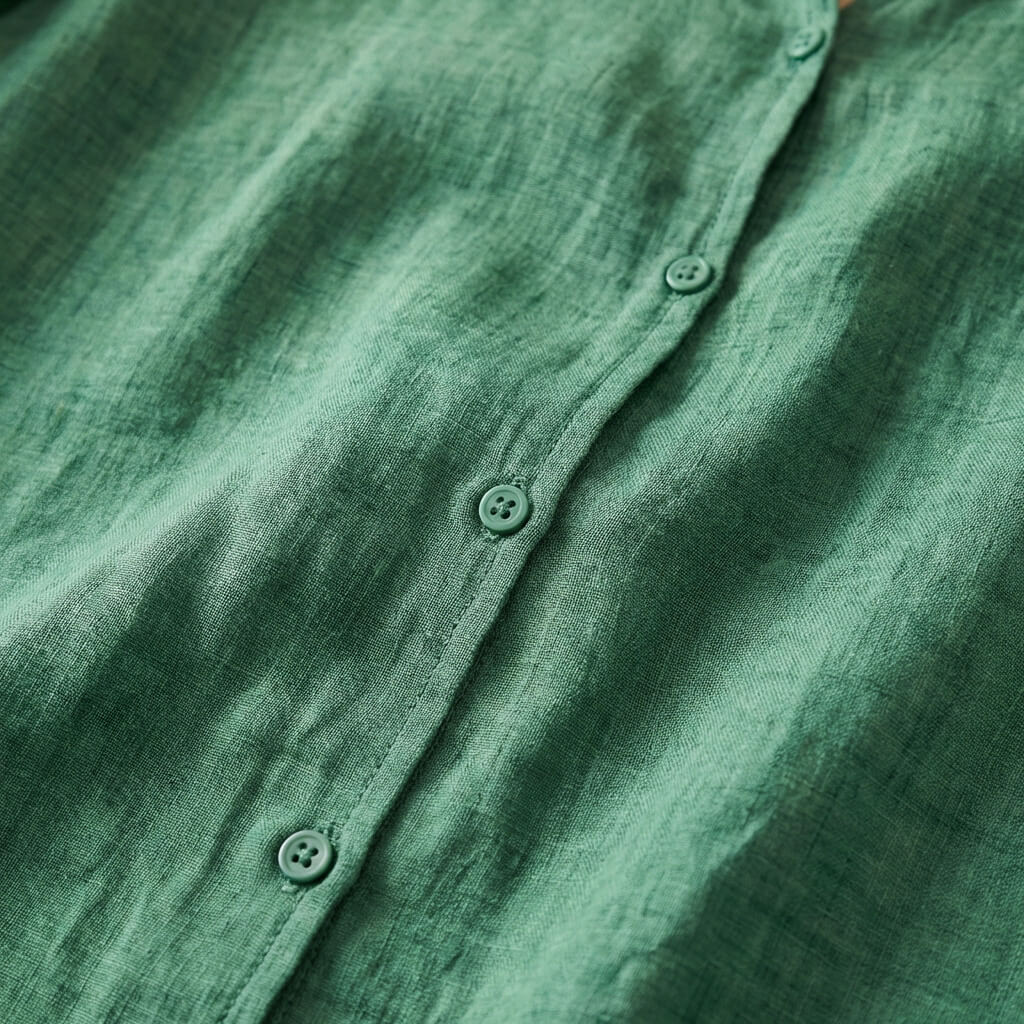 Clara | Elegant Cotton-Linen Blouse with Collar and Ruched Sleeves