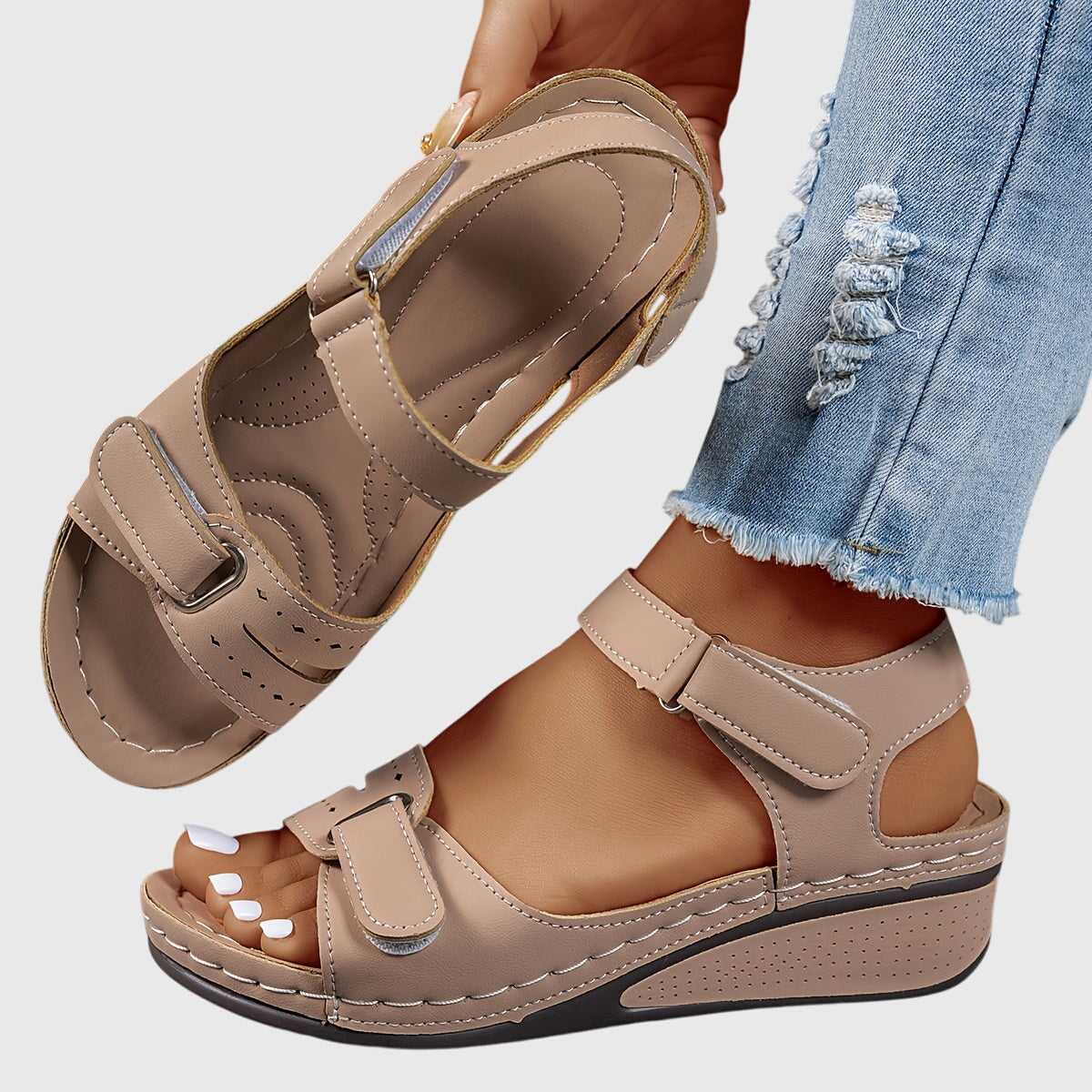 Crystal | Elegant Comfort Wedge Heel Sandals with Adjustable Buckle