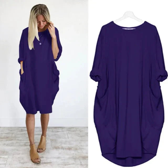 Gina | Elegantly Effortless Flowing Casual Dress with Hidden Side Pockets