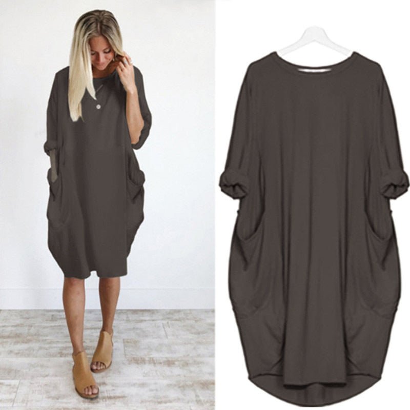Gina | Elegantly Effortless Flowing Casual Dress with Hidden Side Pockets