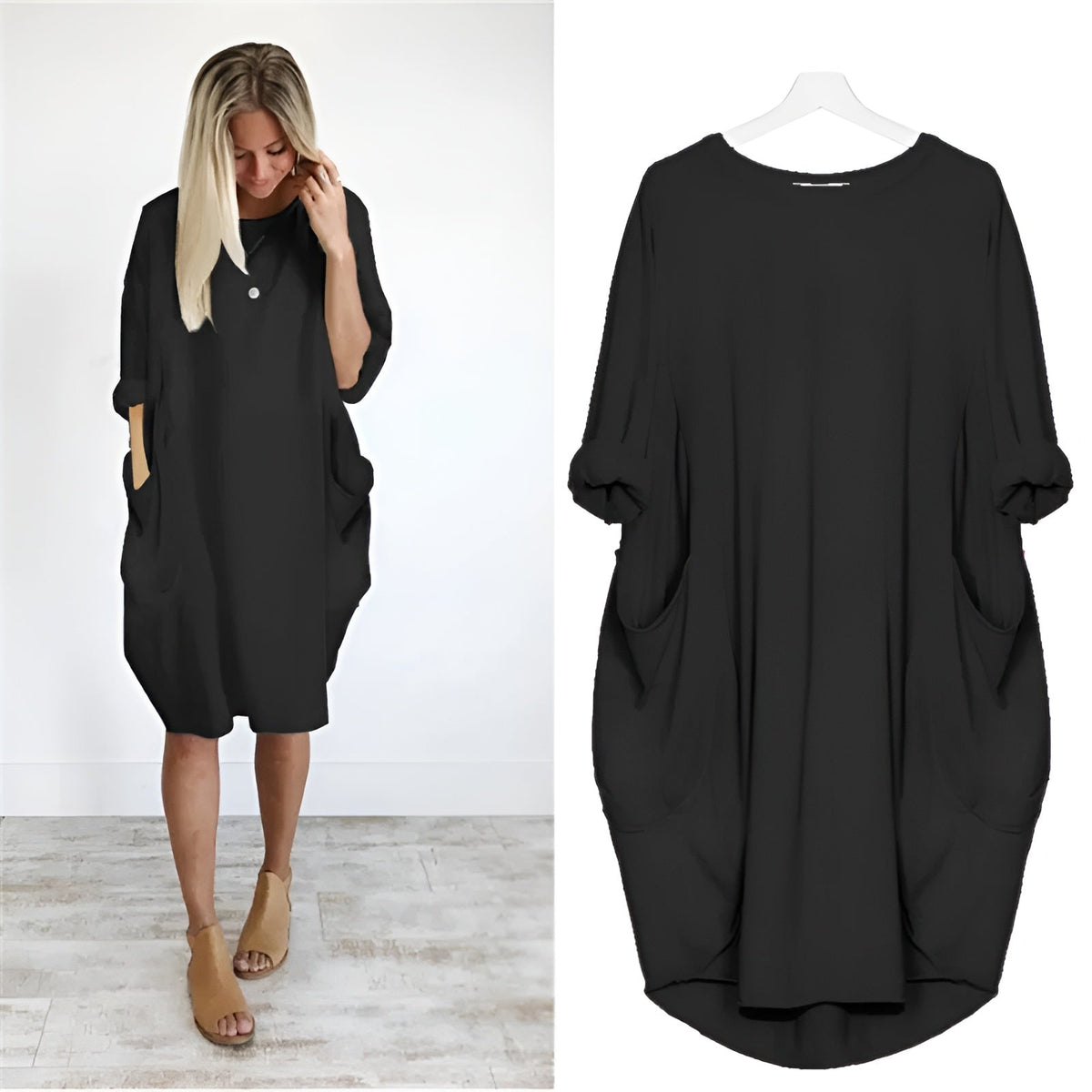 Gina | Elegantly Effortless Flowing Casual Dress with Hidden Side Pockets