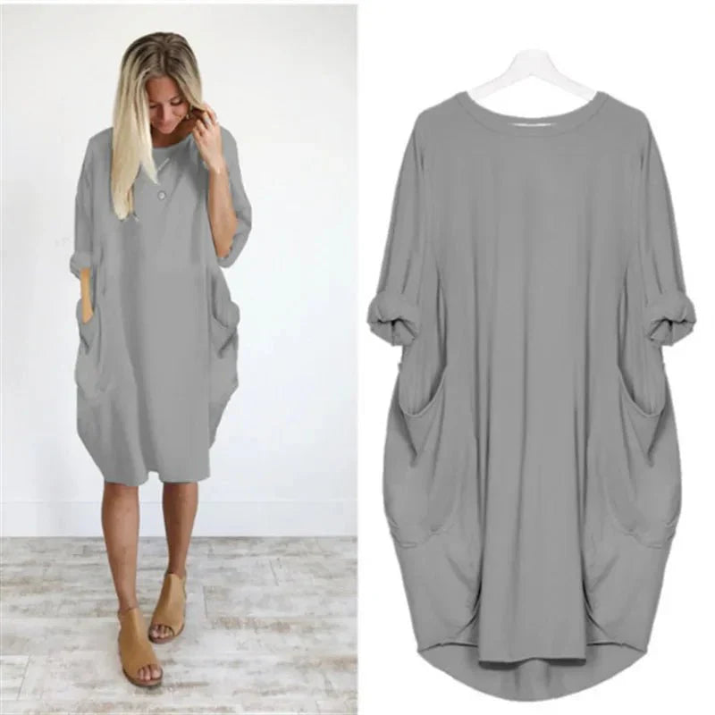 Gina | Elegantly Effortless Flowing Casual Dress with Hidden Side Pockets