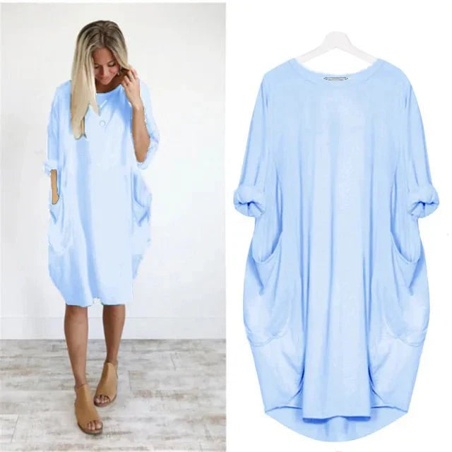 Gina | Elegantly Effortless Flowing Casual Dress with Hidden Side Pockets