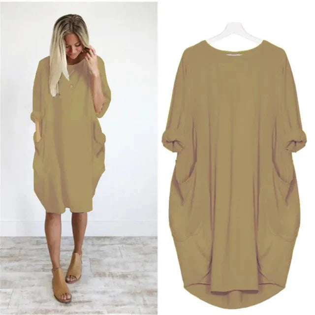 Gina | Elegantly Effortless Flowing Casual Dress with Hidden Side Pockets