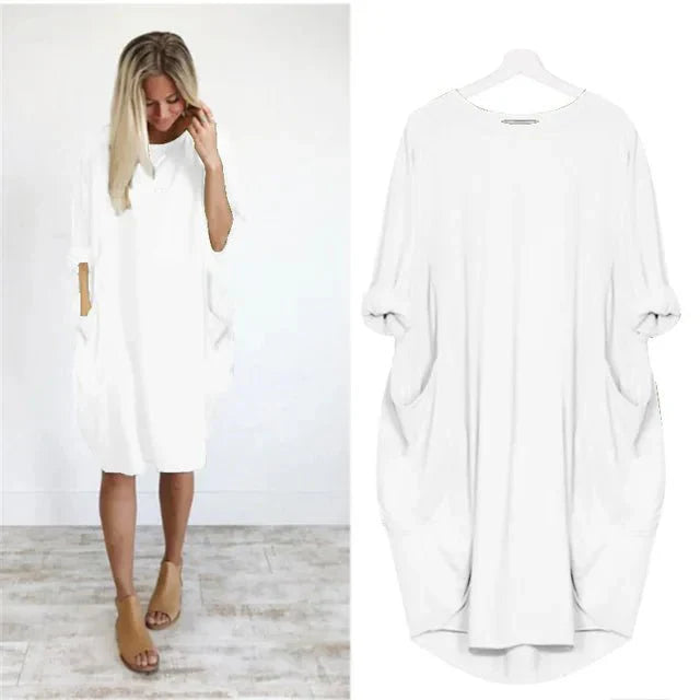 Gina | Elegantly Effortless Flowing Casual Dress with Hidden Side Pockets