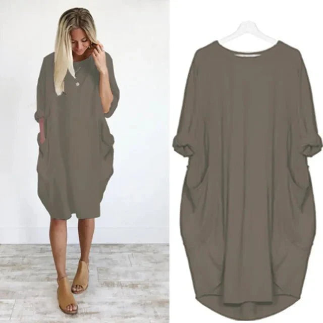 Gina | Elegantly Effortless Flowing Casual Dress with Hidden Side Pockets
