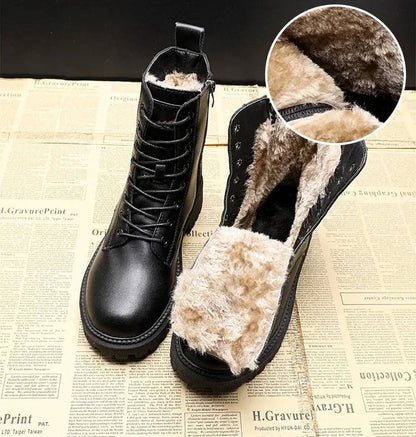 Blakely | Warm Faux Leather Combat Ankle Boots with Zip