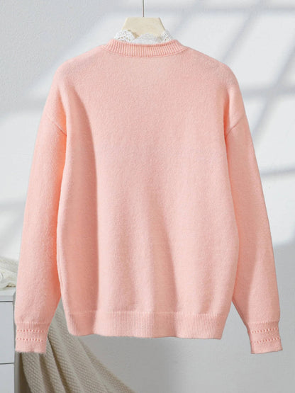 Juniper | Button Front Cardigan with Crochet Detail