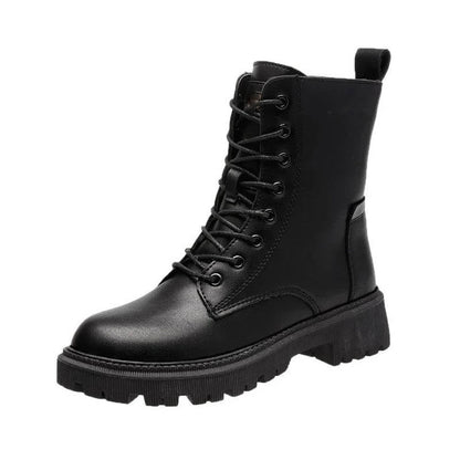Blakely | Warm Faux Leather Combat Ankle Boots with Zip