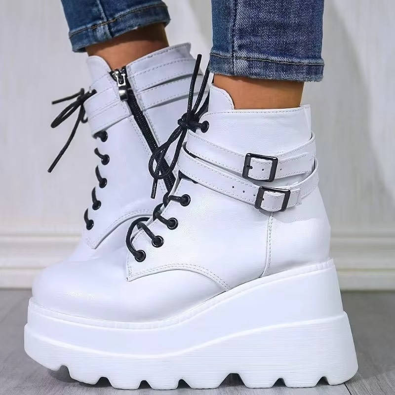 Ophelia | Bold Chunky Platform Combat Ankle Boots with Lace-Up Front