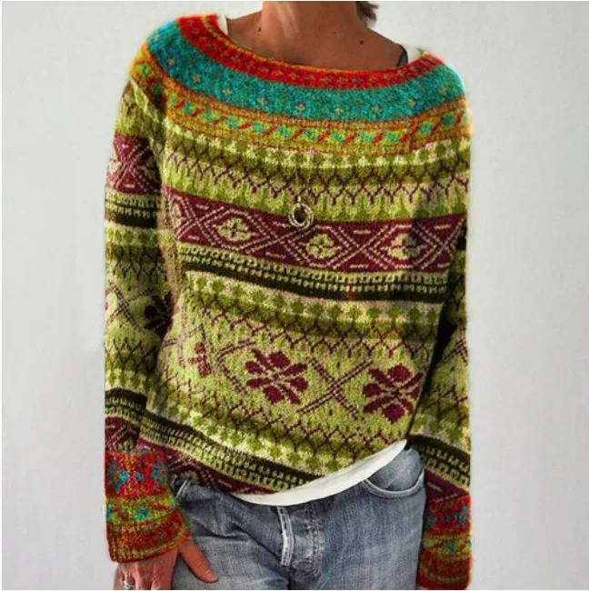 Ingrid | Comfy Nordic Fair Isle Sweater with Crew Neck