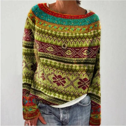 Ingrid | Comfy Nordic Fair Isle Sweater with Crew Neck