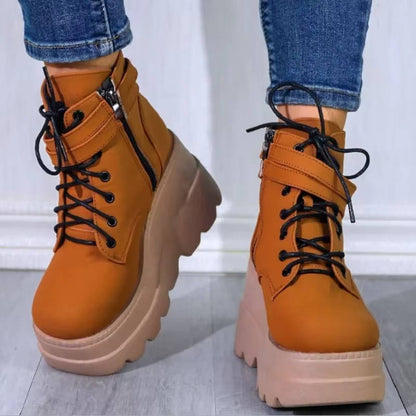 Ophelia | Bold Chunky Platform Combat Ankle Boots with Lace-Up Front