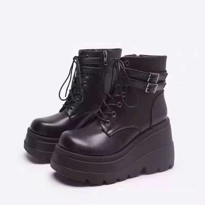 Ophelia | Bold Chunky Platform Combat Ankle Boots with Lace-Up Front