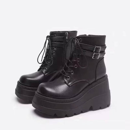 Ophelia | Bold Chunky Platform Combat Ankle Boots with Lace-Up Front