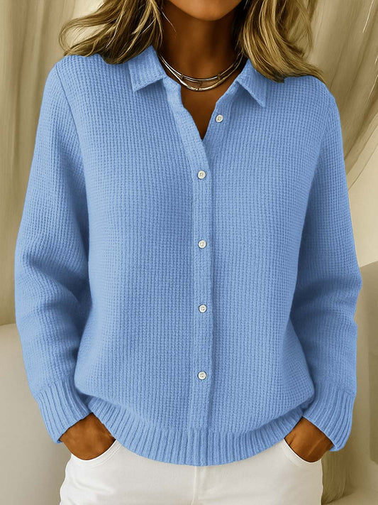 Liza | Effortlessly Elegant Collared Button Cardigan in Soft Cotton Blend
