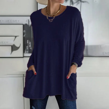 Ruby | Relaxed Oversized Long Sleeve Tunic Top with Patch Pockets