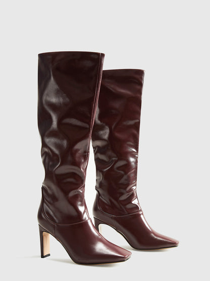 Marlowe | Sleek Square Toe Knee High Boots with High Heel
