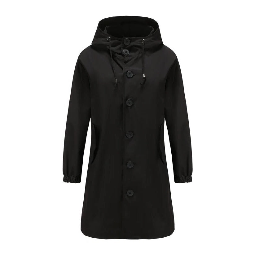 Sable | Minimal Button Front Rain Coat
