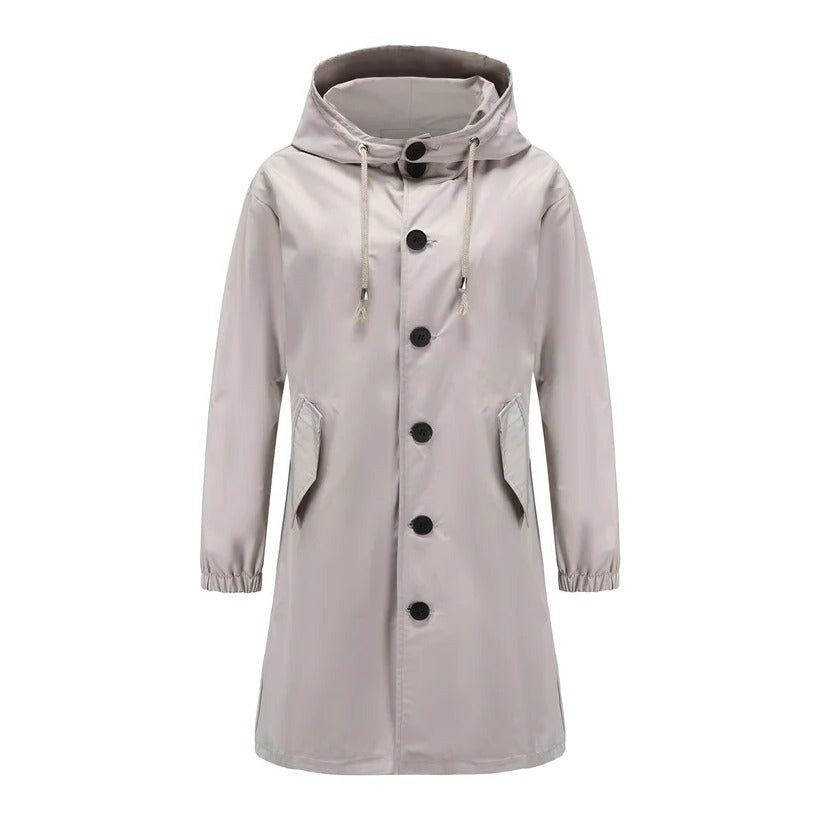 Sable | Minimal Button Front Rain Coat