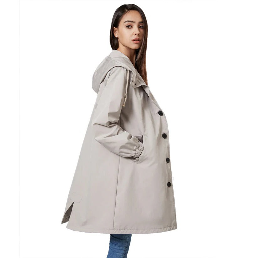 Sable | Minimal Button Front Rain Coat