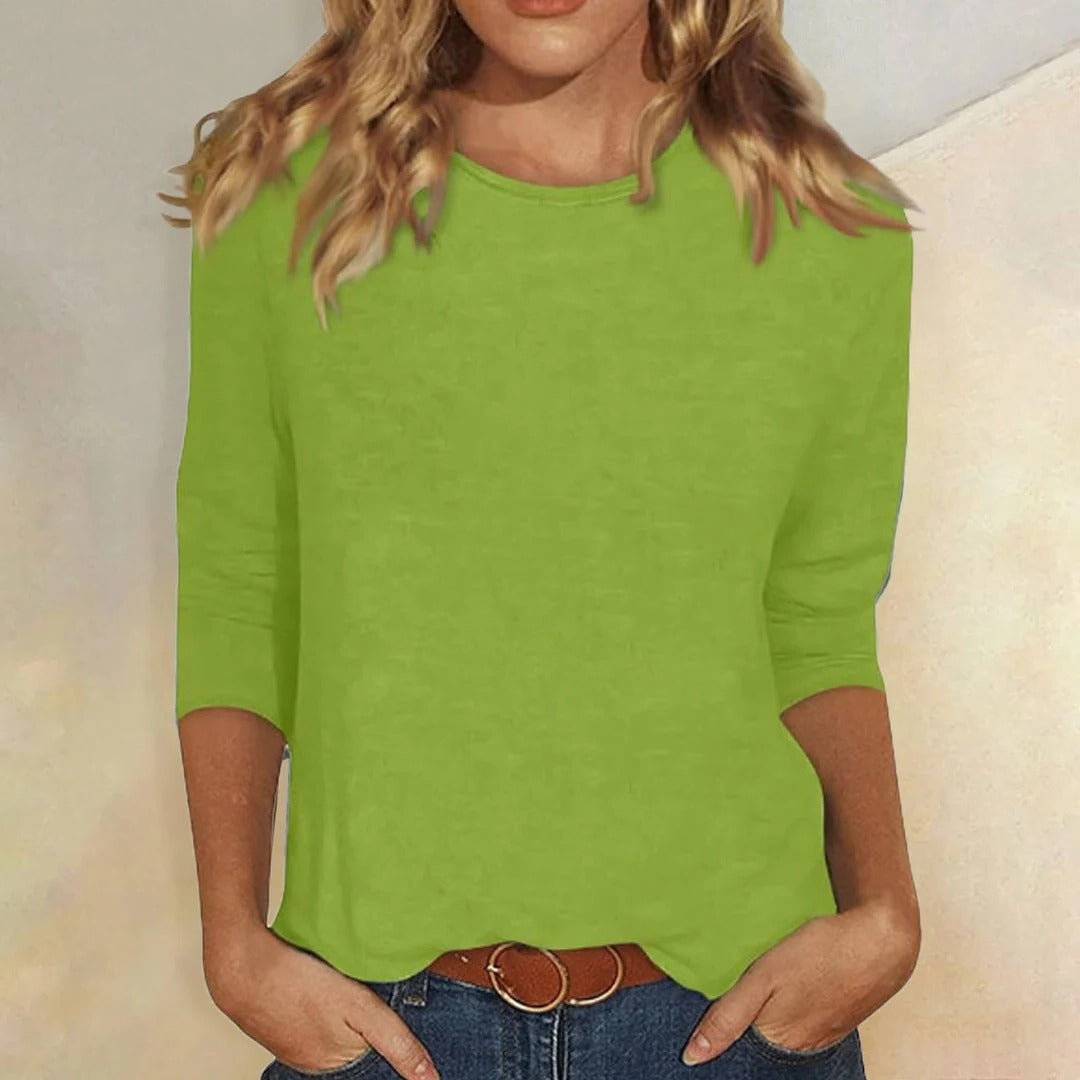 Mar | Comfy Classic Crew Neck Everyday Top with Sleeves