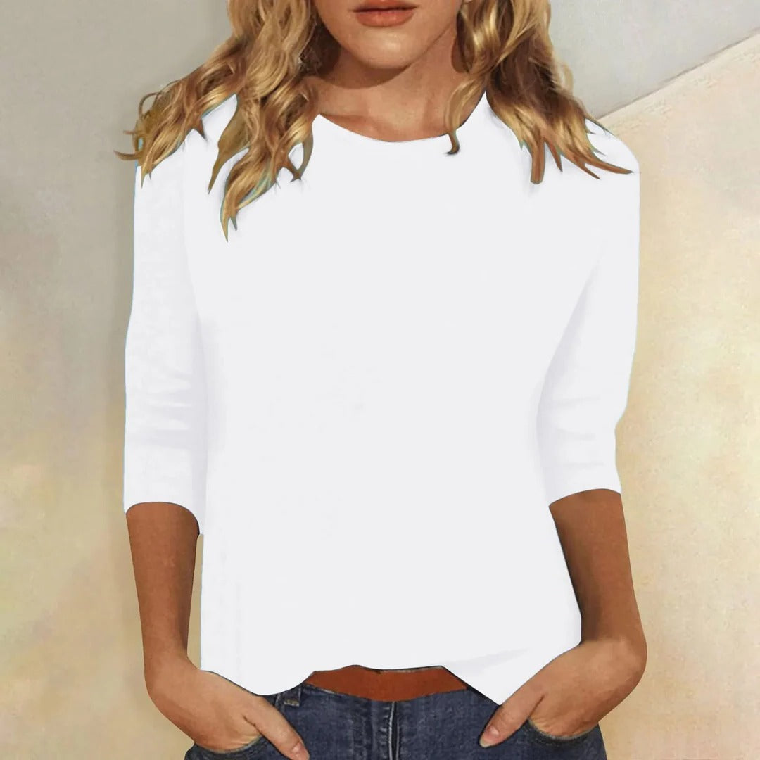 Mar | Comfy Classic Crew Neck Everyday Top with Sleeves