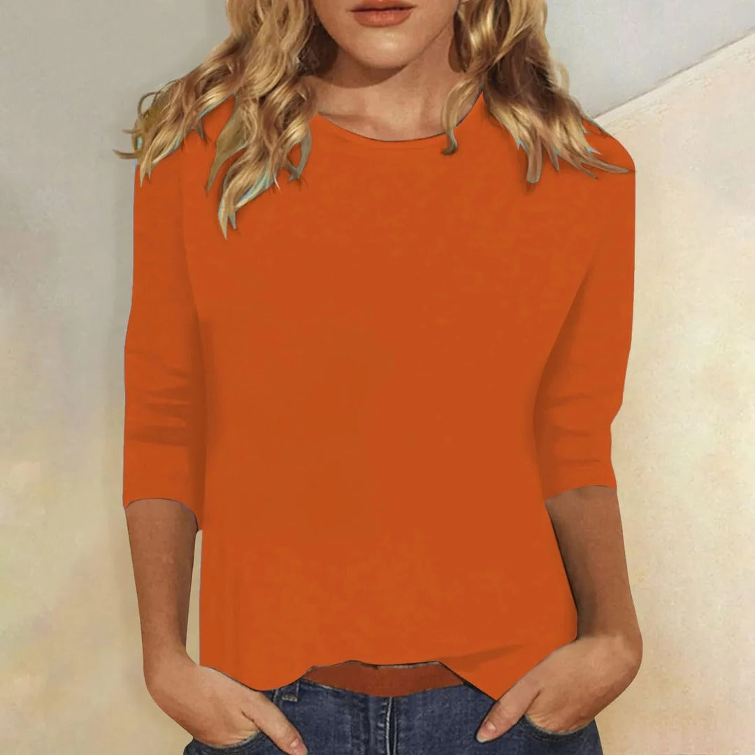 Mar | Comfy Classic Crew Neck Everyday Top with Sleeves