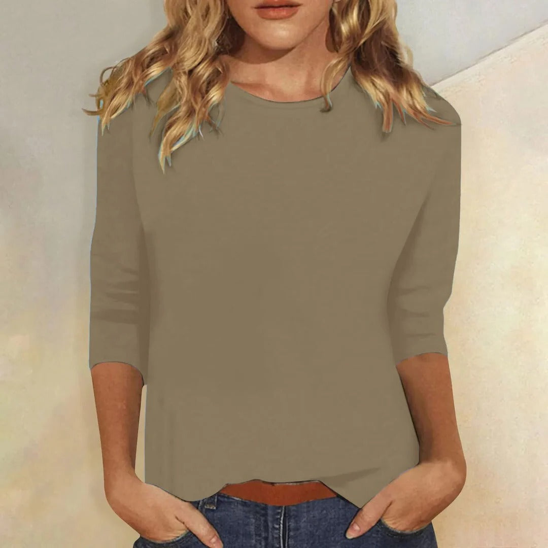 Mar | Comfy Classic Crew Neck Everyday Top with Sleeves