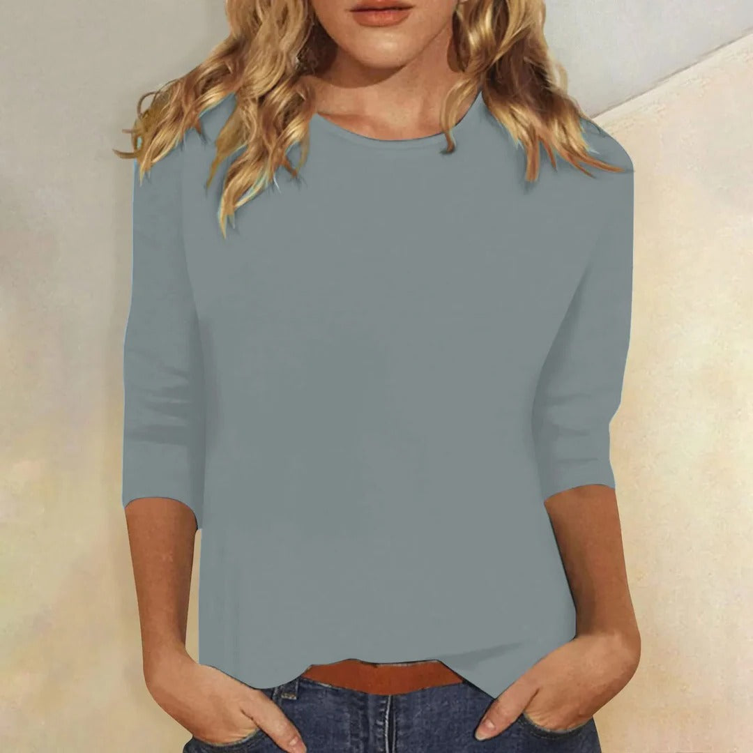 Mar | Comfy Classic Crew Neck Everyday Top with Sleeves