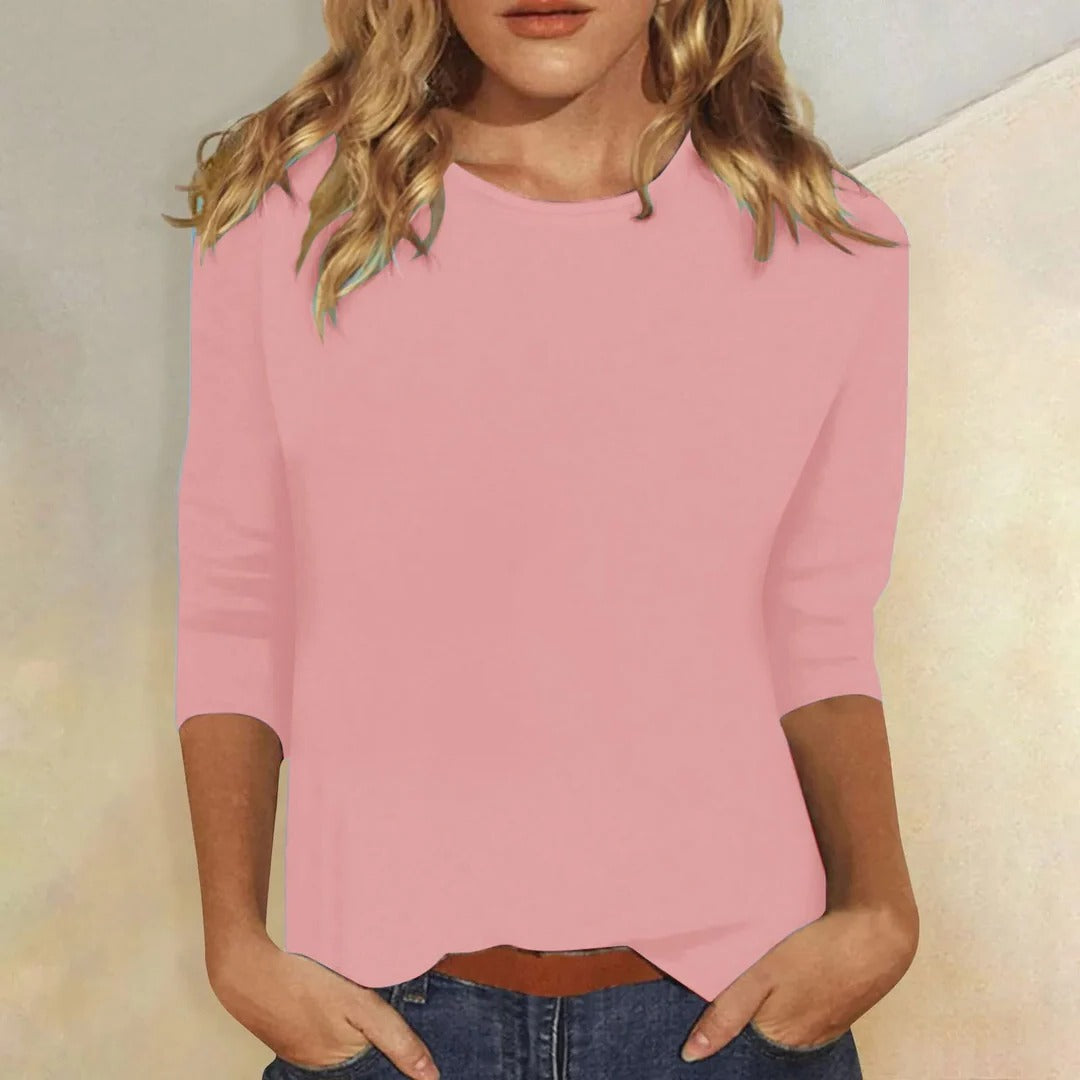 Mar | Comfy Classic Crew Neck Everyday Top with Sleeves