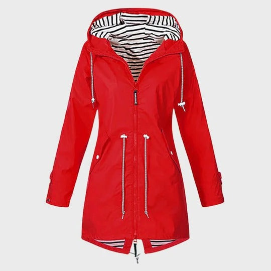 Lark | Long Waterproof Rain Jacket with Hood and Pockets