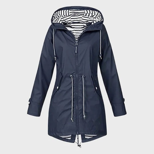 Lark | Long Waterproof Rain Jacket with Hood and Pockets
